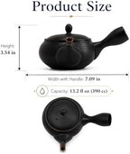 Tokoname-Yaki Kyusu Teapot, Black, 13.2 fl oz, Fine Mesh - Image 2