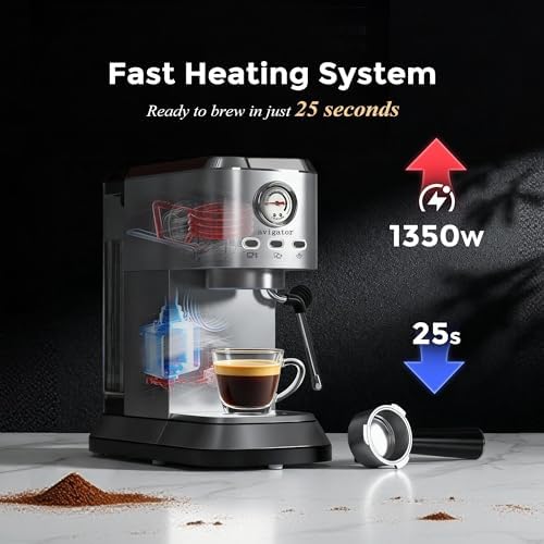 Espresso Machine 20 Bar, Compact Coffee Maker with Milk Frother, Espresso Maker with 50oz Removable Water Tank for Home & Office, Coffee Machine for Cappuccino & Latte - Image 5