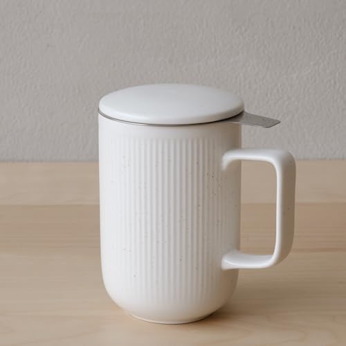 WENSHUO Tea Infuser Mug with Lid, Ceramic Cup for Loose Leaf, 20 oz,White by WENSHUO