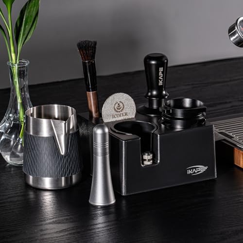 IKAPE 53MM Espresso Tamper Kit 6 in 1, Coffee Tamper, WDT Tool, Magnetic Dosing Funnel, Puck Screen, Milk Pitcher, Cleaning Brush - Image 4