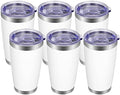 VEGOND 20oz Tumbler with Lid and Straw Stainless Steel Tumbler Cup Bulk Vacuum Insulated Double Wall Travel Coffee Mug Powder Coated Coffee Cup, White, 6 Pack by VEGOND