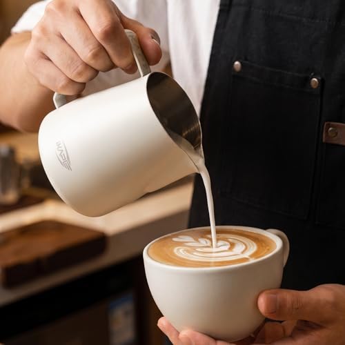 IKAPE Milk Frothing Pitcher 15.2oz Milk Frother Cup Espresso Milk Frothing Pitcher Stainless Steel Frothing Pitcher for Latte Art, Black - Image 3