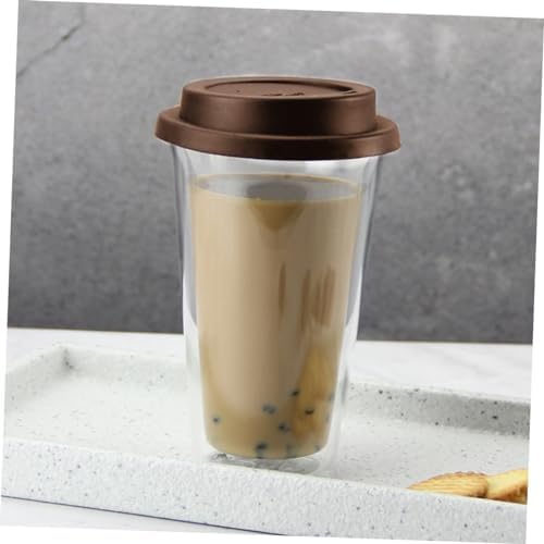 Happyyami Glass Coffee Mug with Silicone Lid Insulated Double Wall 350ml - Image 3