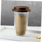 Happyyami Glass Coffee Mug with Silicone Lid Insulated Double Wall 350ml - Image 3