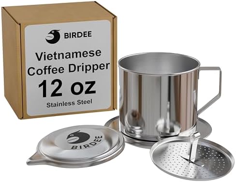 Birdee Vietnamese Coffee Dripper - 12oz (Pack of 4), Stainless Steel, Medium Drip Filter, Durable, Dishwasher Safe, Home Use, Travel, Camping, Gift Sets by BIRDEE