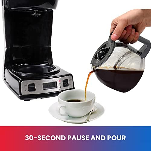 Total Chef TCCM06 Programmable Coffee Maker Stainless Steel with 12-Cup Glass Carafe, LCD Display, Reusable Basket Filter Easy Cleanup Built in Water-Level Indicator, Countertop, Black/Gray - Image 3
