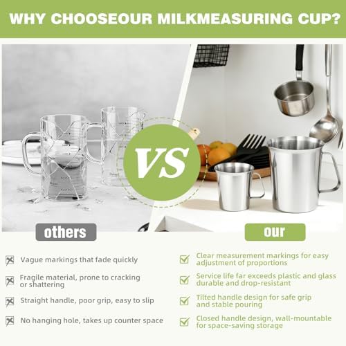 Stainless Steel Metal Measuring Cup w/Handle for Liquid,64&24oz - Image 4