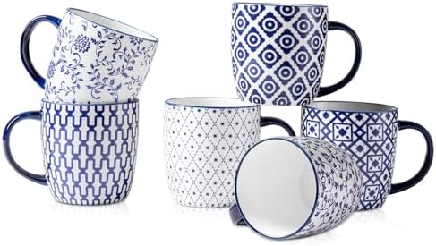 10 Oz Ceramic Coffee Mugs Set of 6 by Cerkik