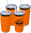 20 oz Tumbler Bulk Stainless Steel Tumblers with Lids and Straws Orange by MetalyaTumblers