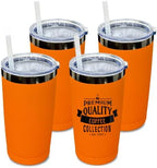 20 oz Tumbler Bulk Stainless Steel Tumblers with Lids and Straws Orange by MetalyaTumblers