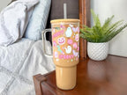 Sip-Sip Hooray! Pastel Pink Halloween 40oz Glass Tumbler with Lid and Straw - Image 2