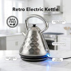 OVENTE 1.7L Retro Stainless Steel Electric Tea Kettle, Silver KS755BR - Image 2