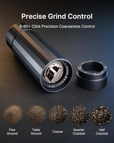 All-Metal Pepper Grinder, Manual Pepper Mill, Stainless Steel Burr - Image 5