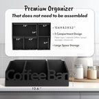 Coffee Bar Organizer Countertop, Wood Tea & Coffee Pod Station Caddy, Black - Image 4