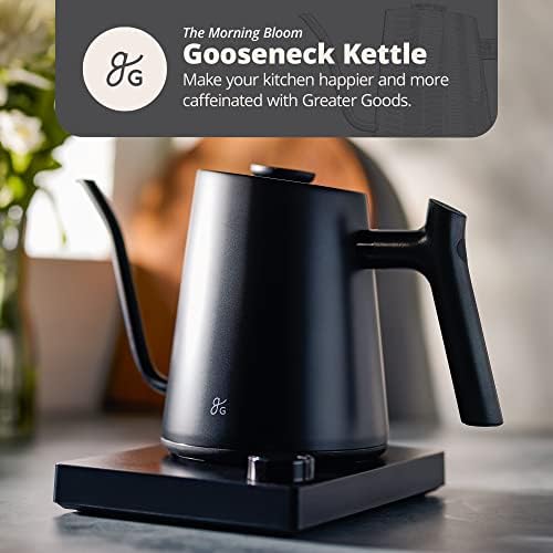 Greater Goods Electric Gooseneck Kettle and Coffee Scale, Designed in St. Louis. Onyx Black/Stone Blue. - Image 3