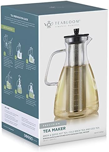 Teabloom Extra-Large Multi-Brew Glass Teapot + Kettle + Pitcher (68 OZ / 2.0 L / 8 CUPS) – For Hot Tea, Iced Tea, Cold Brew Tea and Fruit Infused Water – Volume Markings For Precise Brewing - Image 6