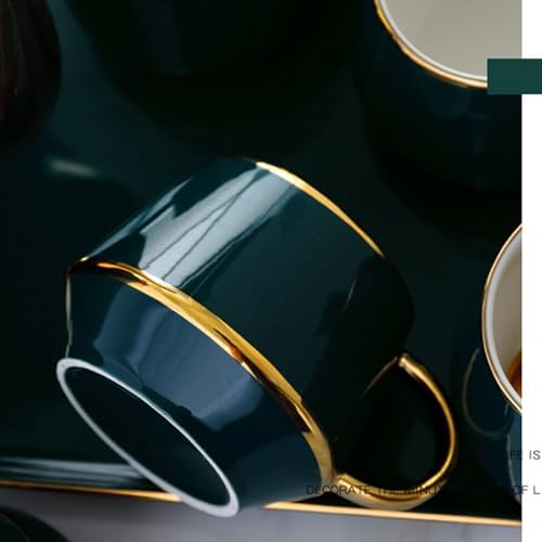 Tea Cups and Tray Set of 14 Pieces,Luxury Set with Teapot, Afternoon Tea Coffee Cups with Ceramic Tray, British Porcelain Tea Party Set for Kitchen,B - Image 5