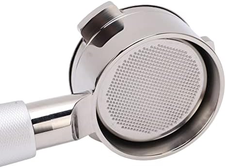 TOPINCN Coffee Portafilter 54mm Bottomless Portafilter Stainless Steel Aluminum Alloy Single Layer Superfine Hole Filter with Frosted Handle for 8 Series (Silver) - Image 2