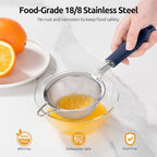 U-Taste 18/8 Stainless Steel 3.35in Medium Fine Mesh Strainer and 12.6in Stainless Steel Danish Dough Whisk (Midnight Blue) - Image 4