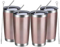 MEWAY 20oz Tumbler 4 Pack Double Wall Vacuum Insulated Travel Mug Bulk, Stainless Steel Tumblers with Lid and Straw, Durable Powder Coated Coffee Cups for Cold & Hot Drinks (Rose Gold, 4) by MEWAY