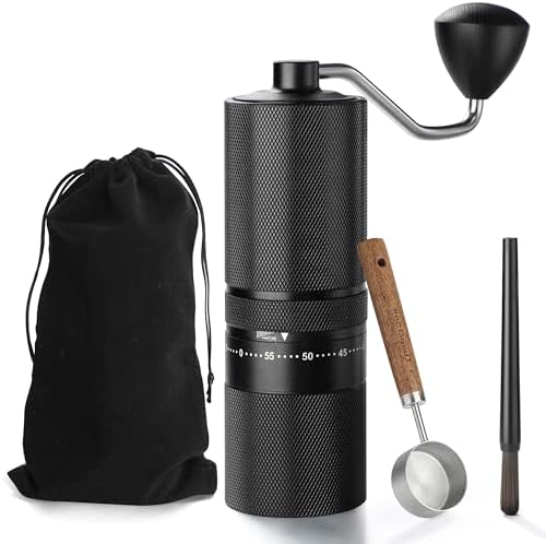 Manual Coffee Grinder with Stainless Steel Burr, Hand Coffee Grinder External Adjustable Grind Setting for Espresso, French Press (Black) by Dricharft