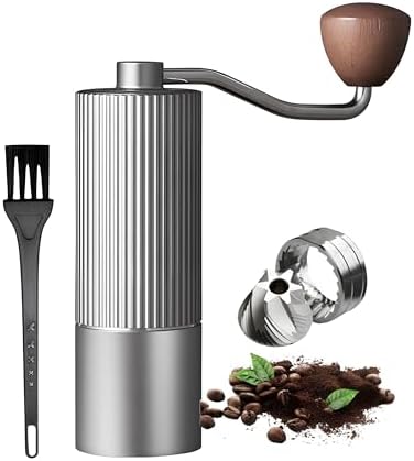Manual Coffee Grinder – 6-Star Stainless Steel Burr, Adjustable Grind Settings, Portable Manual Espresso & Burr Coffee Grinder With Brush, Durable Body, 30g Capacity- Gray by Unknown