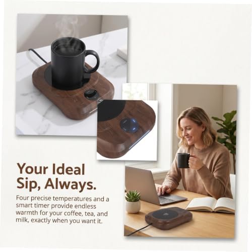 INOOMP Mug Warmer with Temperature Display and Timer Reservation, Electric Heating Plate for Desk and Bedroom, Oversized Heating Panel with Colorful Ambience Light, Cord - Image 3