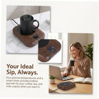 INOOMP Mug Warmer with Temperature Display and Timer Reservation, Electric Heating Plate for Desk and Bedroom, Oversized Heating Panel with Colorful Ambience Light, Cord - Image 3