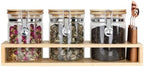 Airtight Glass Tea Containers with Bamboo Lids & Spoons (27oz) - Ultimate Storage Canisters for Loose Leaf Tea to Preserve Freshness & Flavor - Elegant Tea Caddy Jars for Kitchen & Pantry - Set of 3 by KKCHOMEACCENTS