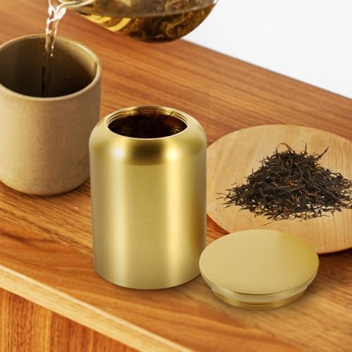 Brass Tea Tin with Lid, Portable Airtight Canister for Loose Leaves - Image 7