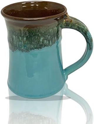 Clay in Motion Handmade Ceramic Mug 24 oz, Large Coffee Mug, Hand Painted Stoneware, Dishwasher Microwave & Oven Safe, Lead-Free, Made in USA Since 1981 (Ocean Tide) by Clay+in+Motion