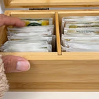 Bamboo Tea Organizer Box Chemical Free Eco-Friendly Big, Tall, Adjustable Cubbies Natural Wooden Storage Chest (4-Slot Across 14.3" x 4.4" x 4.2" with Tea Leaf design) - Image 4