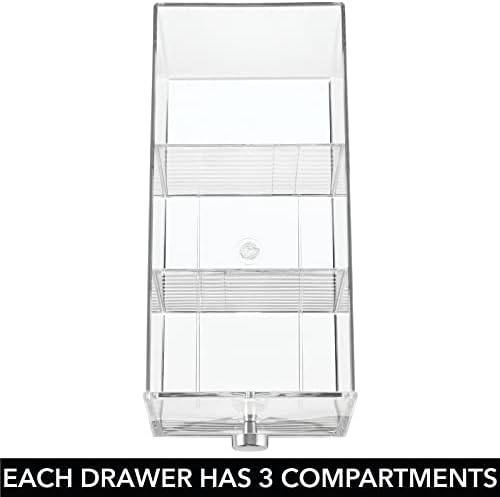 mDesign Plastic Kitchen Pantry, Cabinet, Countertop Organizer Storage Station with 3 Drawers for Coffee, Tea, Sugar Packets, Sweeteners, Creamers, Drink Pods, Packets - 3 Sections - Clear - Image 5