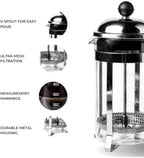 Vintage French Press Coffee Maker 600ml Borosilicate Glass Silver - Image 6