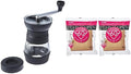 Hario 'Skerton Pro' Ceramic Manual Coffee Grinder (Black) and Hario V60 Paper Coffee Filters (Natural, 200 Count) by Hario