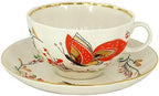 Porcelain Tea Set Cup and Saucer Tulip Red Butterflies 8.45 oz/250 ml by Unknown