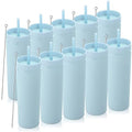 Volhoply 20oz Plastic Skinny Tumblers Bulk 10 Pack,Double Wall Tumbler with Lid and Straw,BPA Free Matte Acrylic Iced Coffee Cups with Straw,Reusable Travel Cute Mug for Party,DIY Gift(Blue, 10 Set) by LiveFully%EF%BC%8CDrinkFreely%E2%80%94KeepGoingwithVolhoply%EF%BC%81