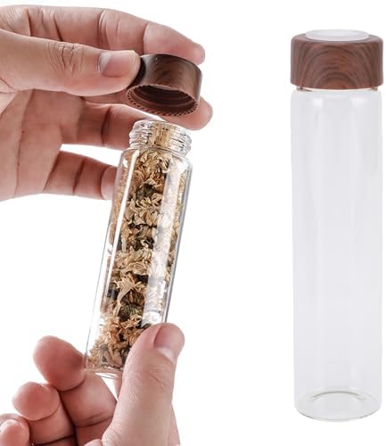 Agatige Coffee Bean Storage Tubes, Wooden Rack Transparent Espresso Bean Container Mini Bottles Jars with Funnel for Fresh Coffee, Tea, and Dried Flower (6 Holes) - Image 2