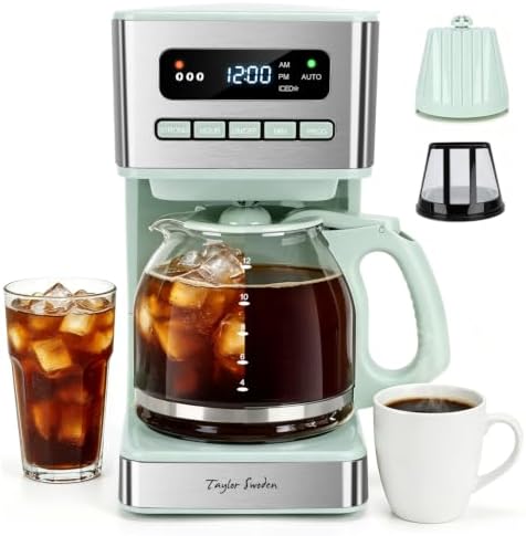 Taylor Swoden Programmable Coffee Makers 12 Cup， Green & Stainless Steel by TaylorSwoden