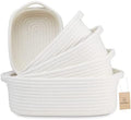 NaturalCozy 5-Piece Rectangle Storage Basket Set- Natural Cotton Rope Woven for Organizing! Small Basket for Montessori, Baby Nursery, Dog Toy Baskets, Cat Toy Box, Bathroom Organization Bin by NaturalCozy