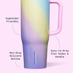 Corkcicle Cruiser Tumbler with Handle & Straw, 40 oz, Rainbow Unicorn - Image 4