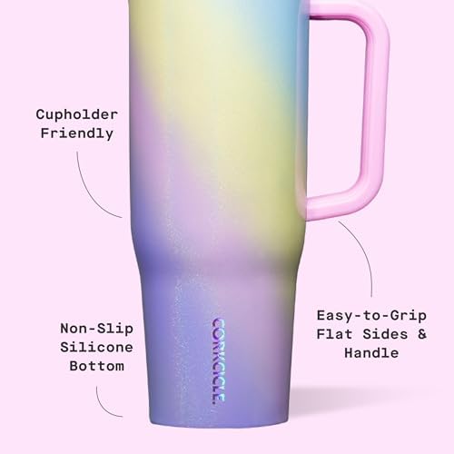 Corkcicle Cruiser Tumbler with Handle & Straw, 40 oz, Rainbow Unicorn - Image 4