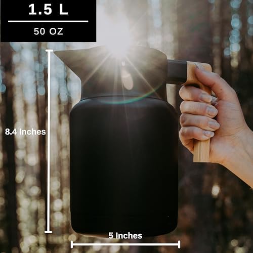 Thermal Coffee Carafe 50 Oz - Insulated Stainless Steel with Tea Infuser - Image 5