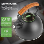 Whistling Stovetop Tea Kettle, 3.2 Quart Stainless Steel Teapot with Cool Touch Ergonomic Handle, Hot Water Fast to Boil, Black - Image 4
