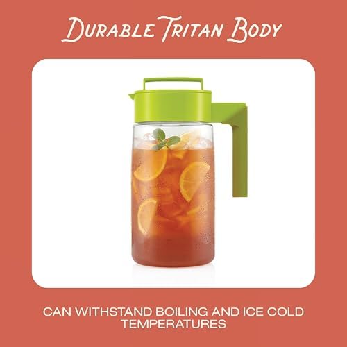 Takeya Flash Chill Iced Tea Maker - Versatile Tea Brewer for Loose/Bagged Tea - Patented Flash Chill Tech Hot/Cold Use BPA-Free Tritan Dishwasher Safe - Airtight Lid Made in USA - 2 Quart/Raspberry - Image 4