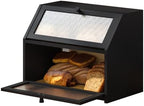 STDDRE Bread Box for Kitchen Countertop Bin Double Layer Bread Box Storage Container Extra Large Capacity Farmhouse with Diamond Pattern Windows (Black, Large) by LifeTakesaDifferentTurn