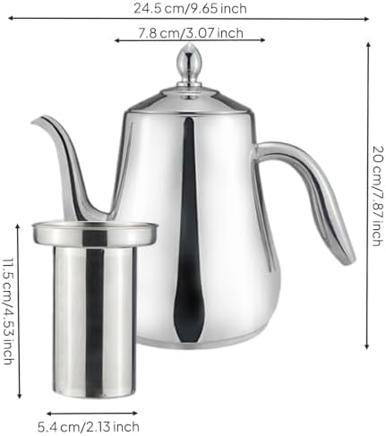 Gooseneck Tea Kettle with Lid Stainless Steel Pour Over Coffee Teapot with Strainer Broad-Mouth for Kitchen, 1550ml - Image 3