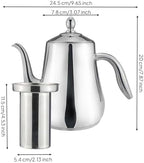 Gooseneck Tea Kettle with Lid Stainless Steel Pour Over Coffee Teapot with Strainer Broad-Mouth for Kitchen, 1550ml - Image 3