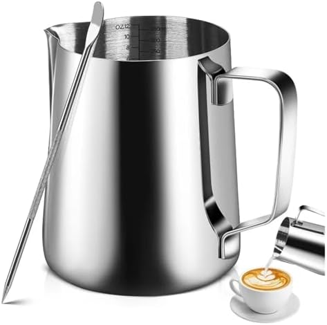 350ml/600ml (12oz/20oz) Stainless Steel Milk Frothing Pitcher Steaming Pitchers Coffee Latte Art Jug Cup with Pen(600ml (20 oz)) - Image 2
