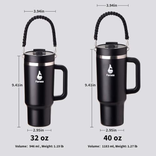 Farsea 40oz Insulated Stainless Steel Travel Tumbler with Handle & Straw - Image 7